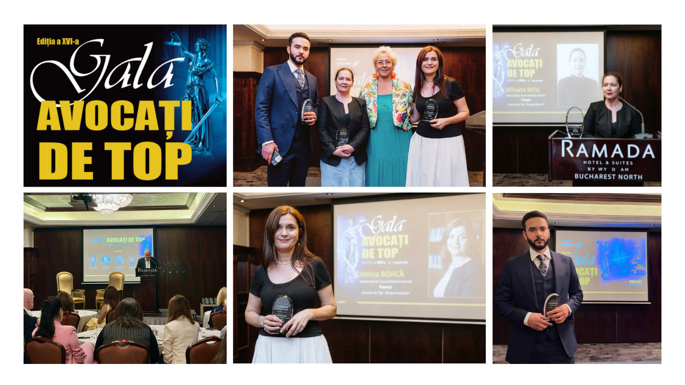 GRUIA DUFAUT & ASOCIAȚII RECEIVES THREE AWARDS AT THE TOP LAWYERS GALA